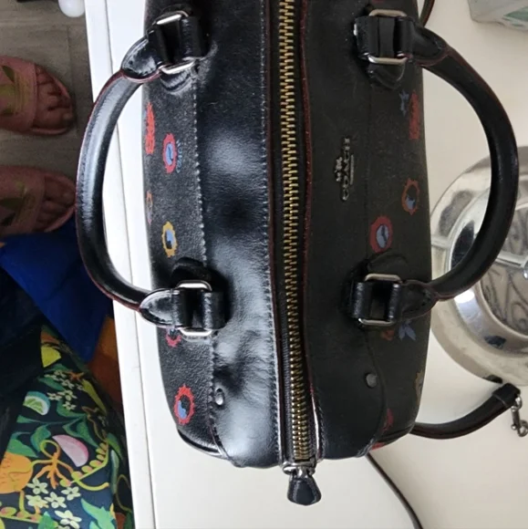 Coach Bennett Black Floral Women's Satchel Bag - Picture 5 of 6